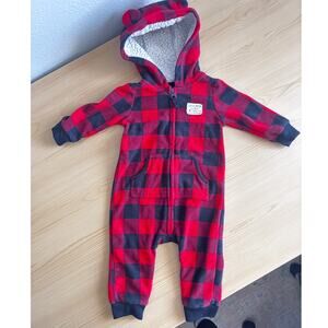 Carters Baby Boy 6 month Fleece Bodysuit Romper
